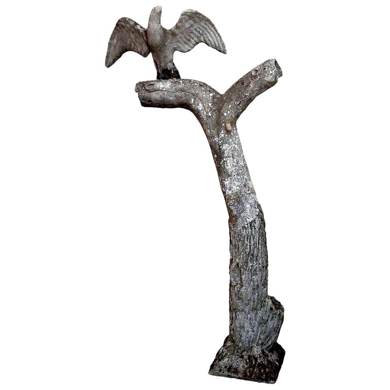 Sculpture of Hawk Perched Upon Tree For Sale 1