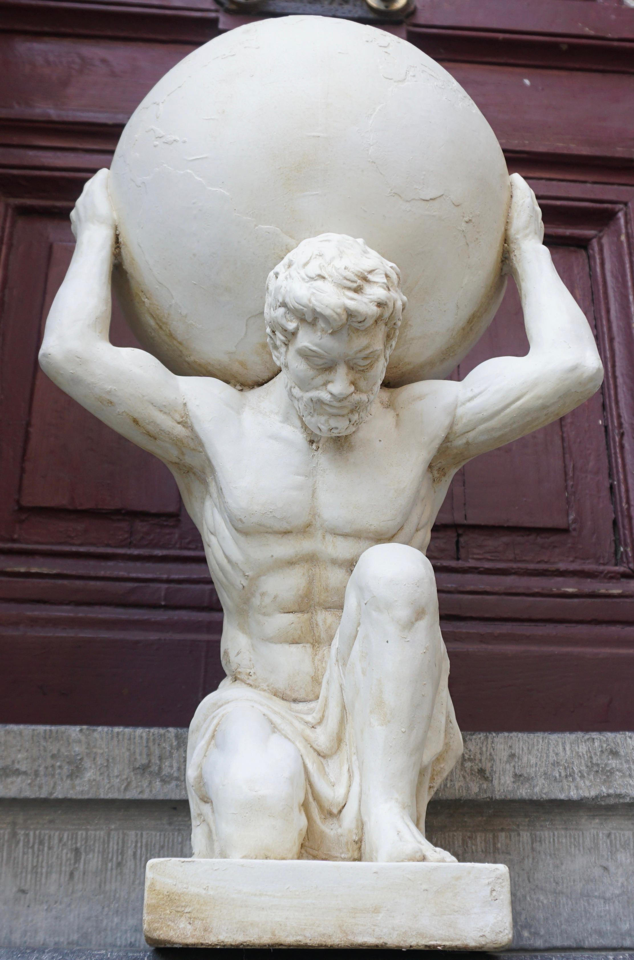 Hollywood Regency Sculpture of Hercules Bearing the World after Antonio Canova