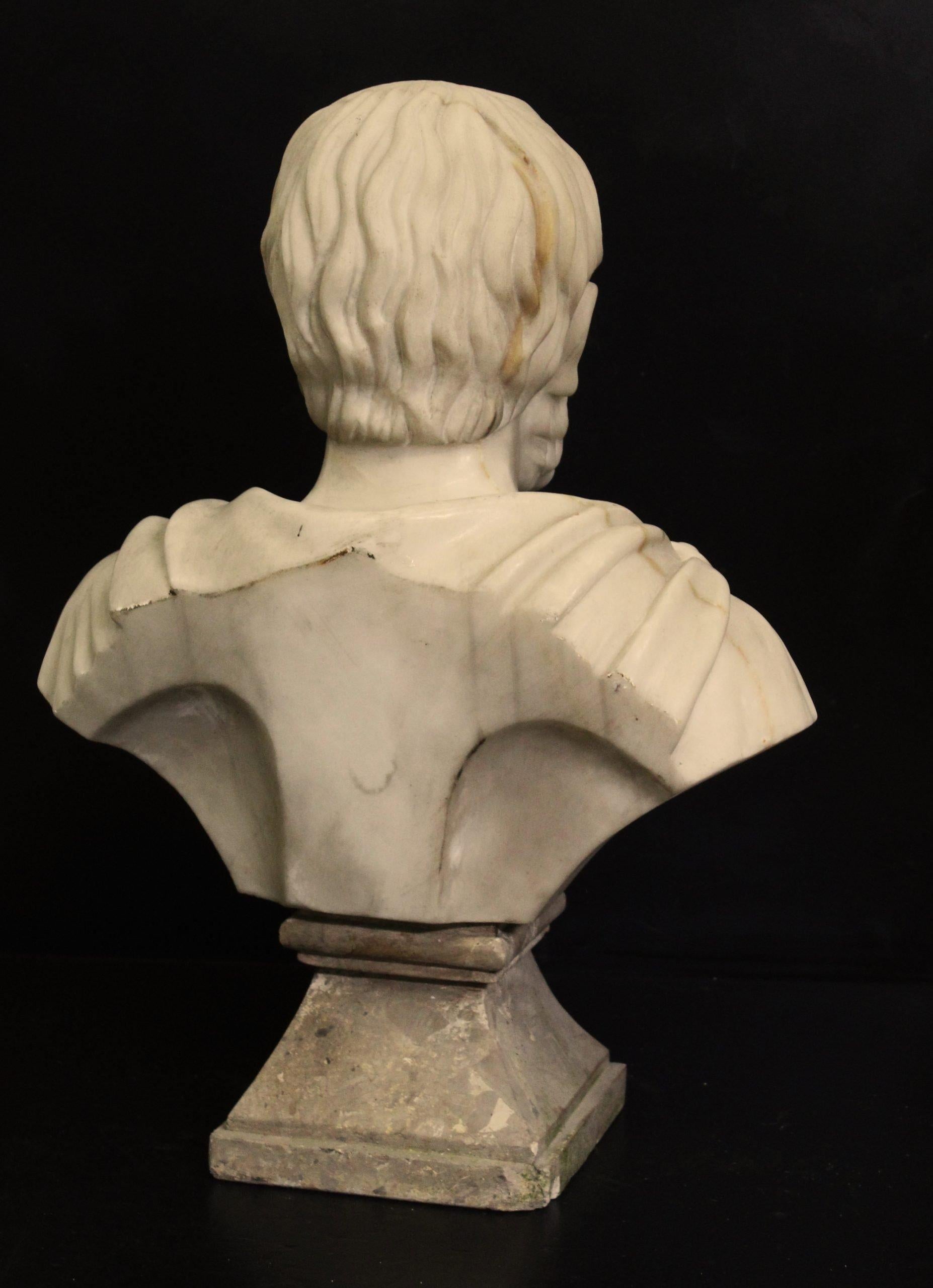 Italian Sculpture of Hippocrates, marble sculpture, Hippocrates, Carrara marble bust For Sale