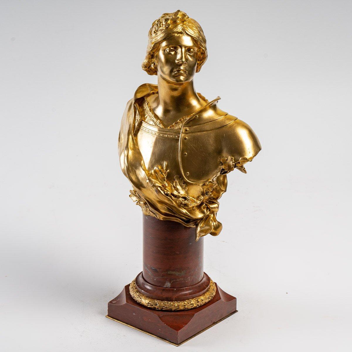Gilt Sculpture of Joan of Arc by François Sicard in gilded bronze