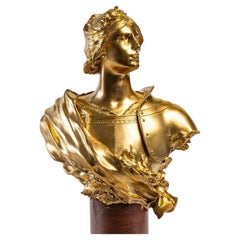 Vintage Sculpture of Joan of Arc by François Sicard in gilded bronze