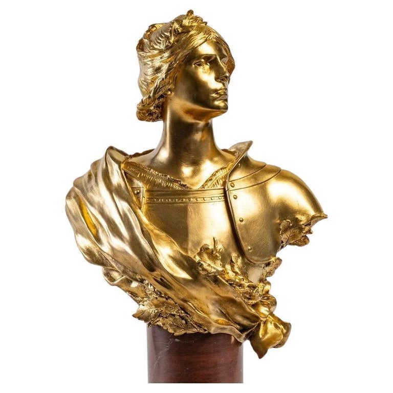 Sculpture of Joan of Arc by François Sicard in gilded bronze For Sale