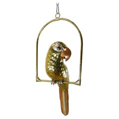 Sculpture of Macaw on Hanging Perch Attributed to Sergio Bustamante