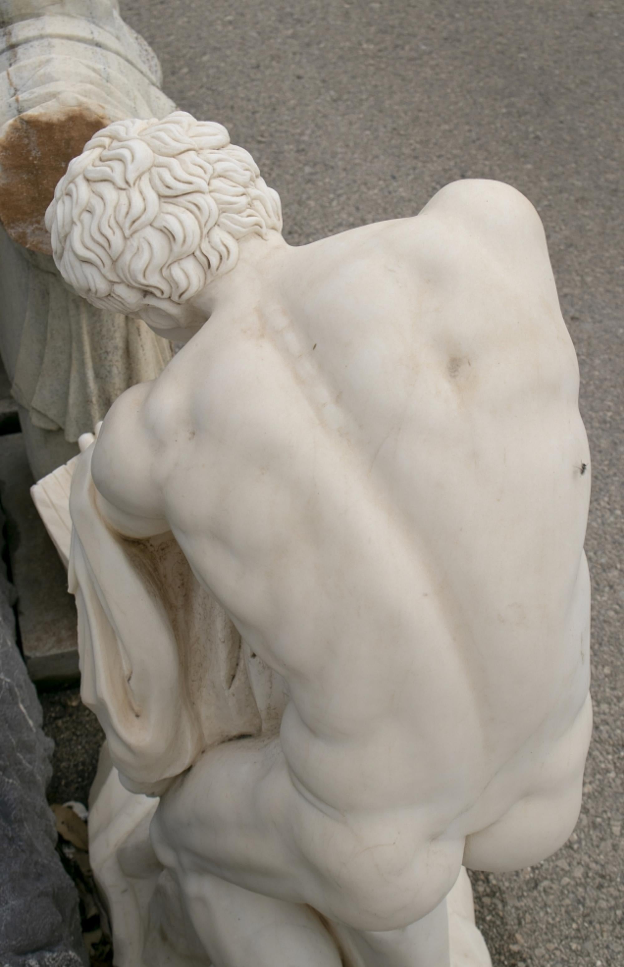 Modern Sculpture of Milos De Croton by Edme Dumont, in Carrara Marble, 20th Century