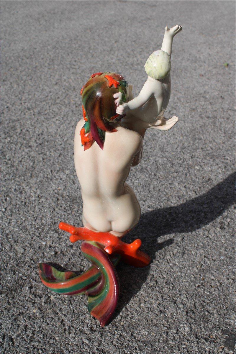 Sculpture of Mother Mermaid 1930 Lenci Italian Design with Child Abele Jacobi For Sale 7