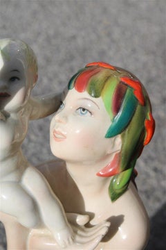 Sculpture of Mother Mermaid 1930 Lenci Italian Design with Child Abele Jacobi