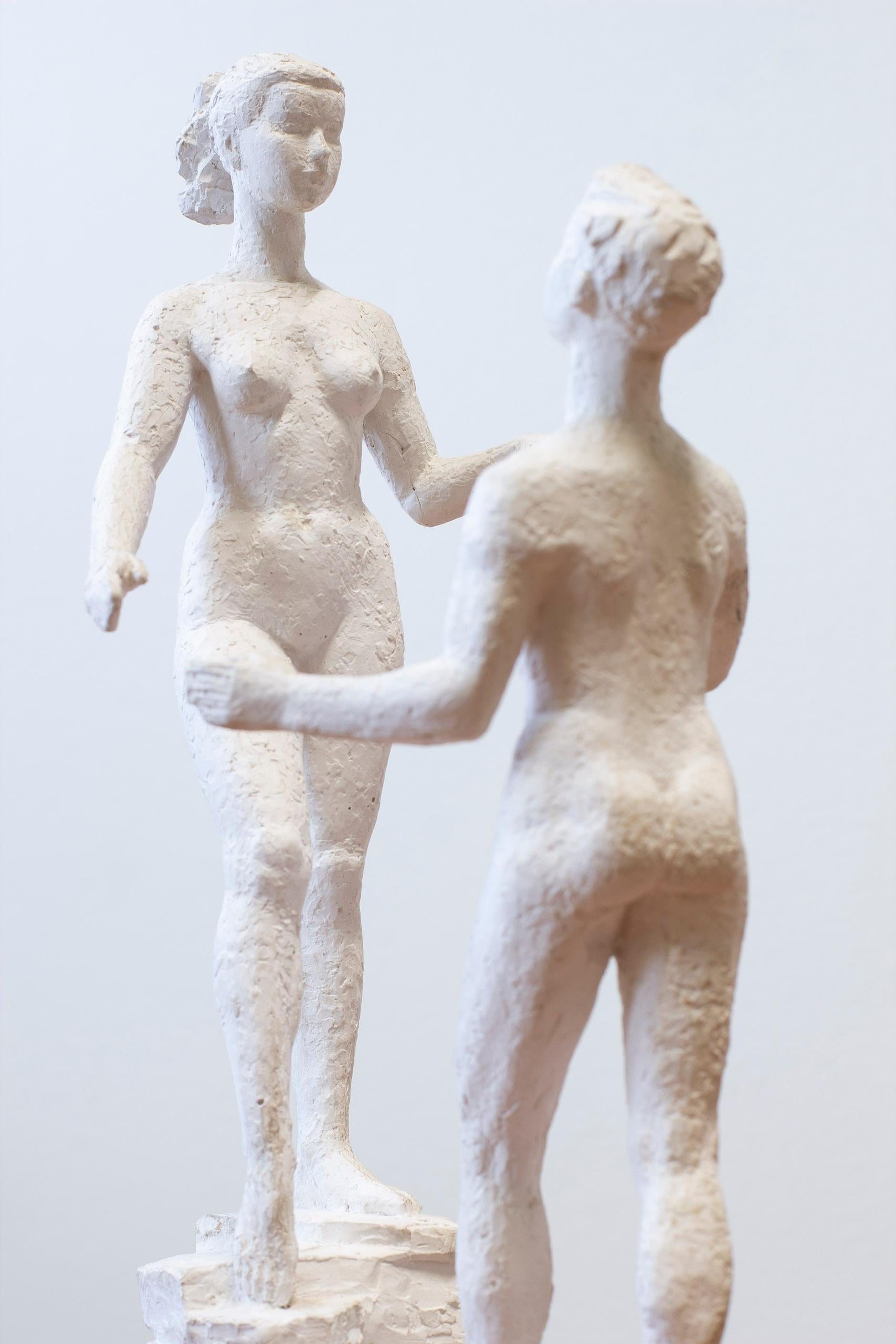 Skulptur eines nackten Paares aus Gips des schwedischen Künstlers Emil Näsvall, 1950er Jahre im Zustand „Gut“ im Angebot in Hägersten, SE