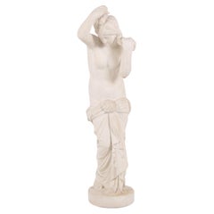 Sculpture Of Partially Undressed Female Figure In Biscuit Porcelain From 1920s