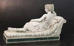Sculpture of Pauline Bonaparte in marble, Carrara marble sculpture, mallachite