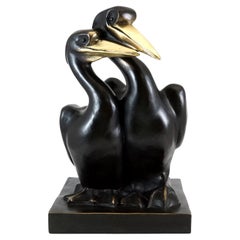 Escultura de Pelícanos en Bronce Patinado, Arte Contemporáneo, Siglo XXI.