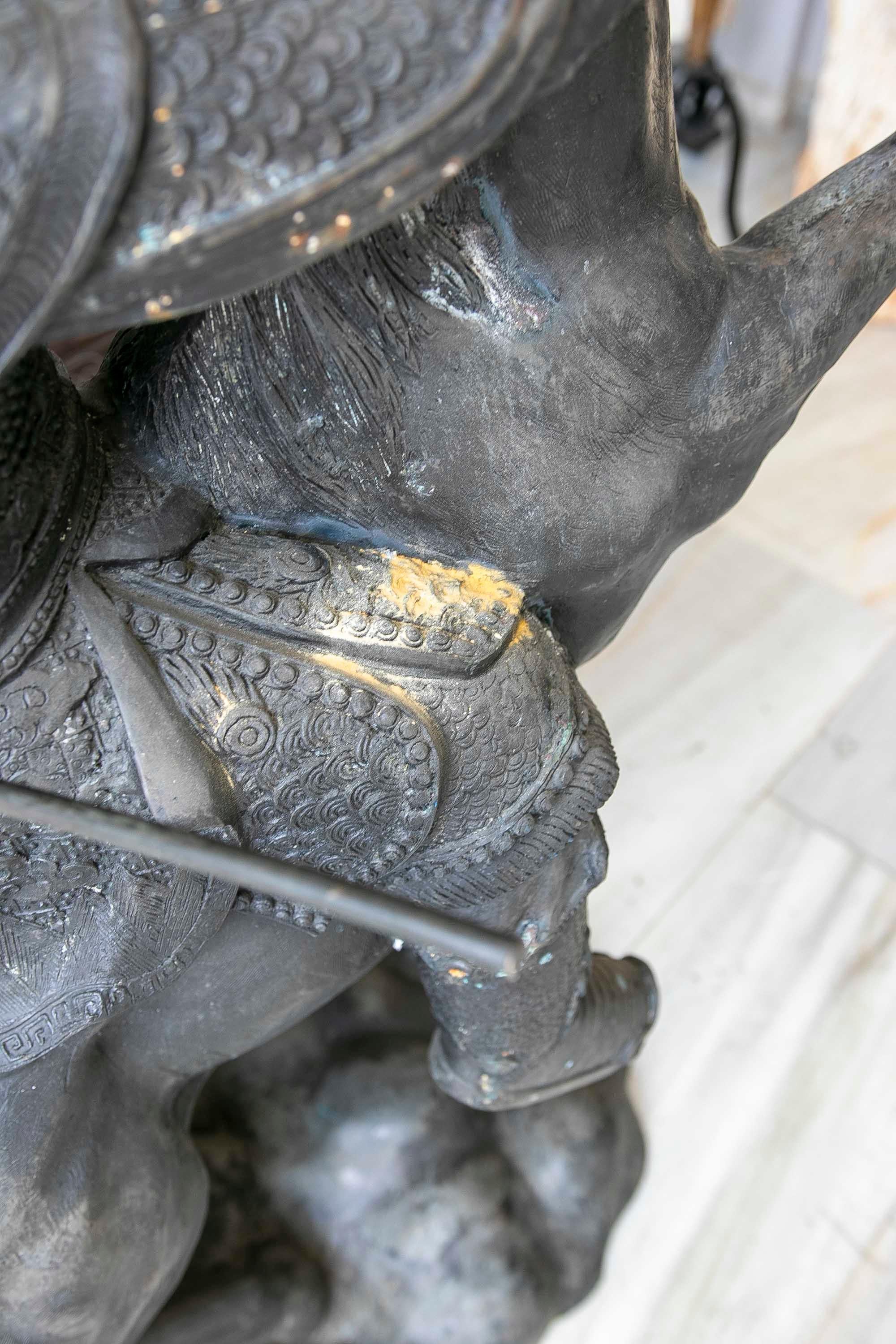 Sculpture of Persian Warrior in Bronze on Horseback with Sword  For Sale 13