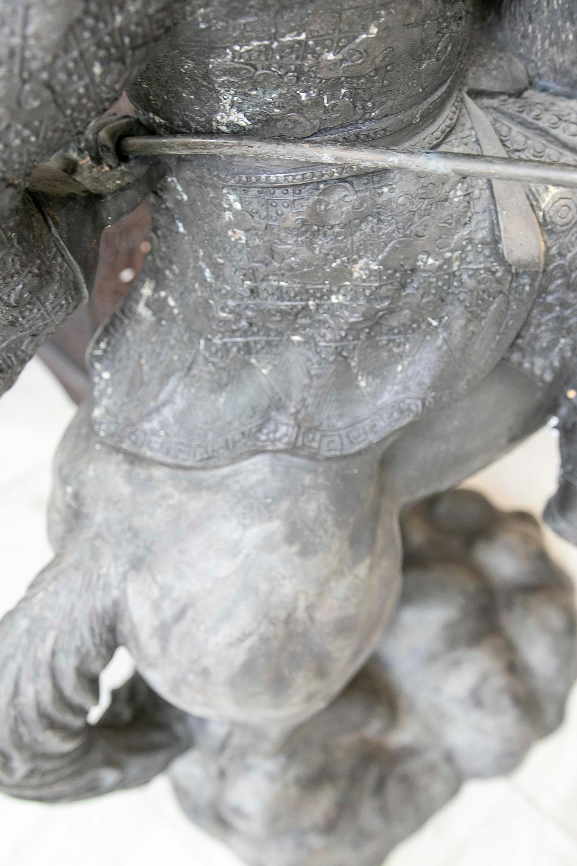 Sculpture of Persian Warrior in Bronze on Horseback with Sword  For Sale 14
