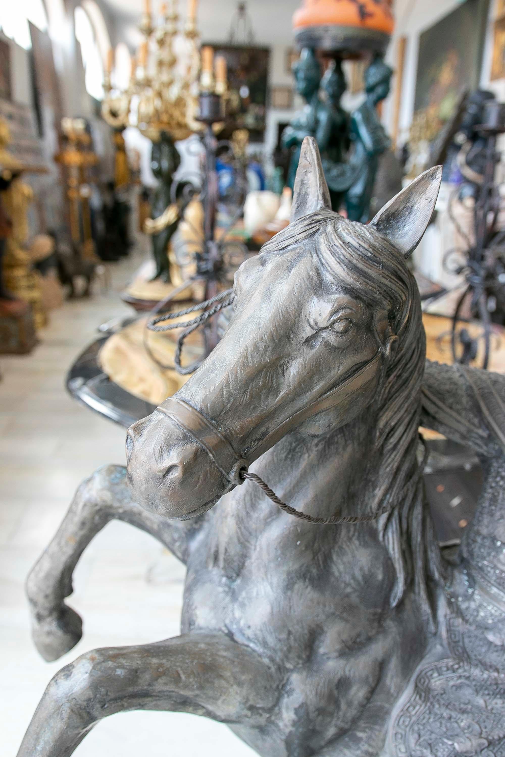 Sculpture of Persian Warrior in Bronze on Horseback with Sword  For Sale 4