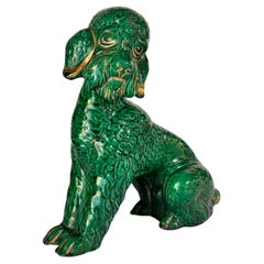 Sculpture of  Poodle Dog Ceramic  from the 1970s with Hand-Painted Details