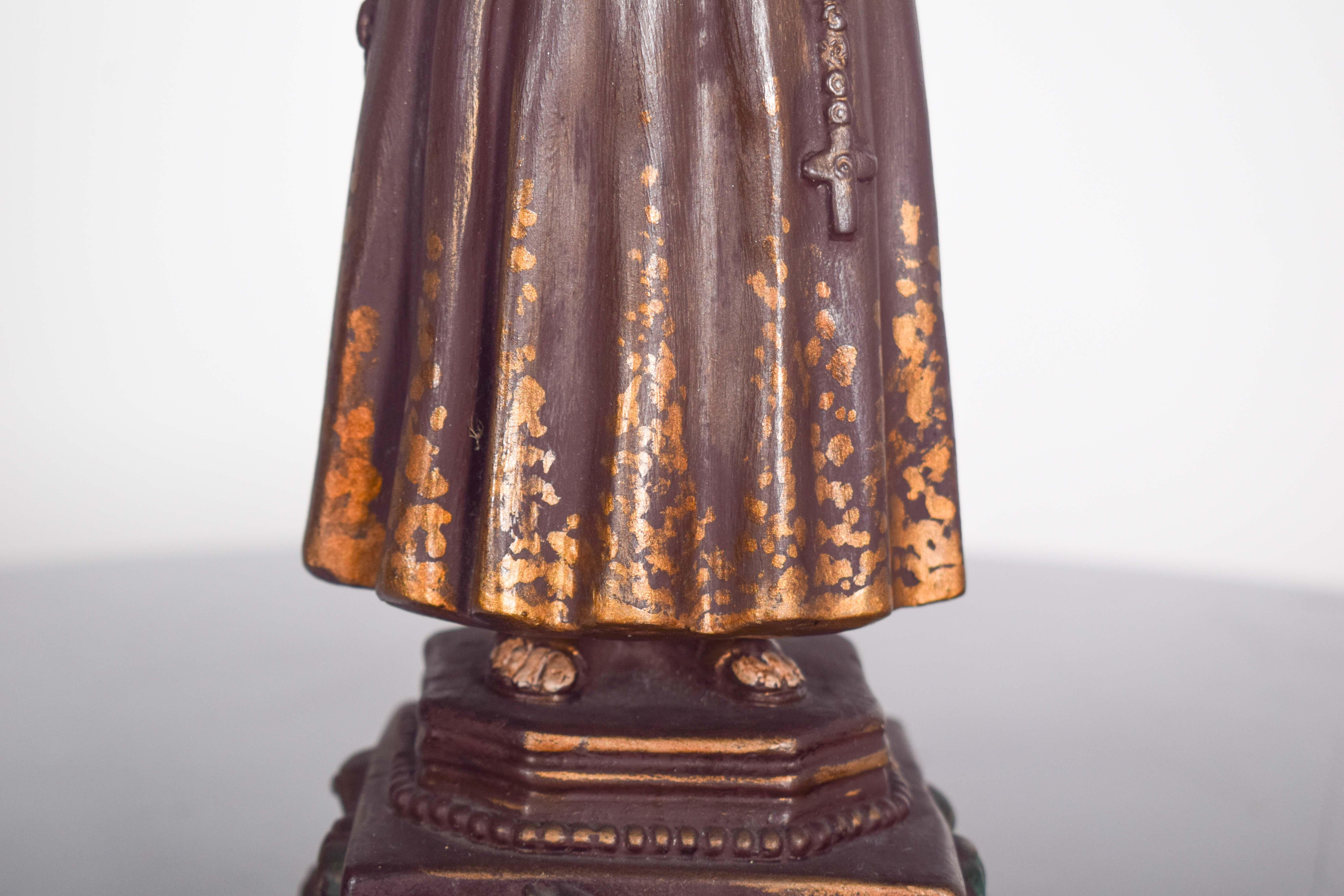 Portoghese Scultura di Sant'Antonio con il Bambino, in ceramica in vendita