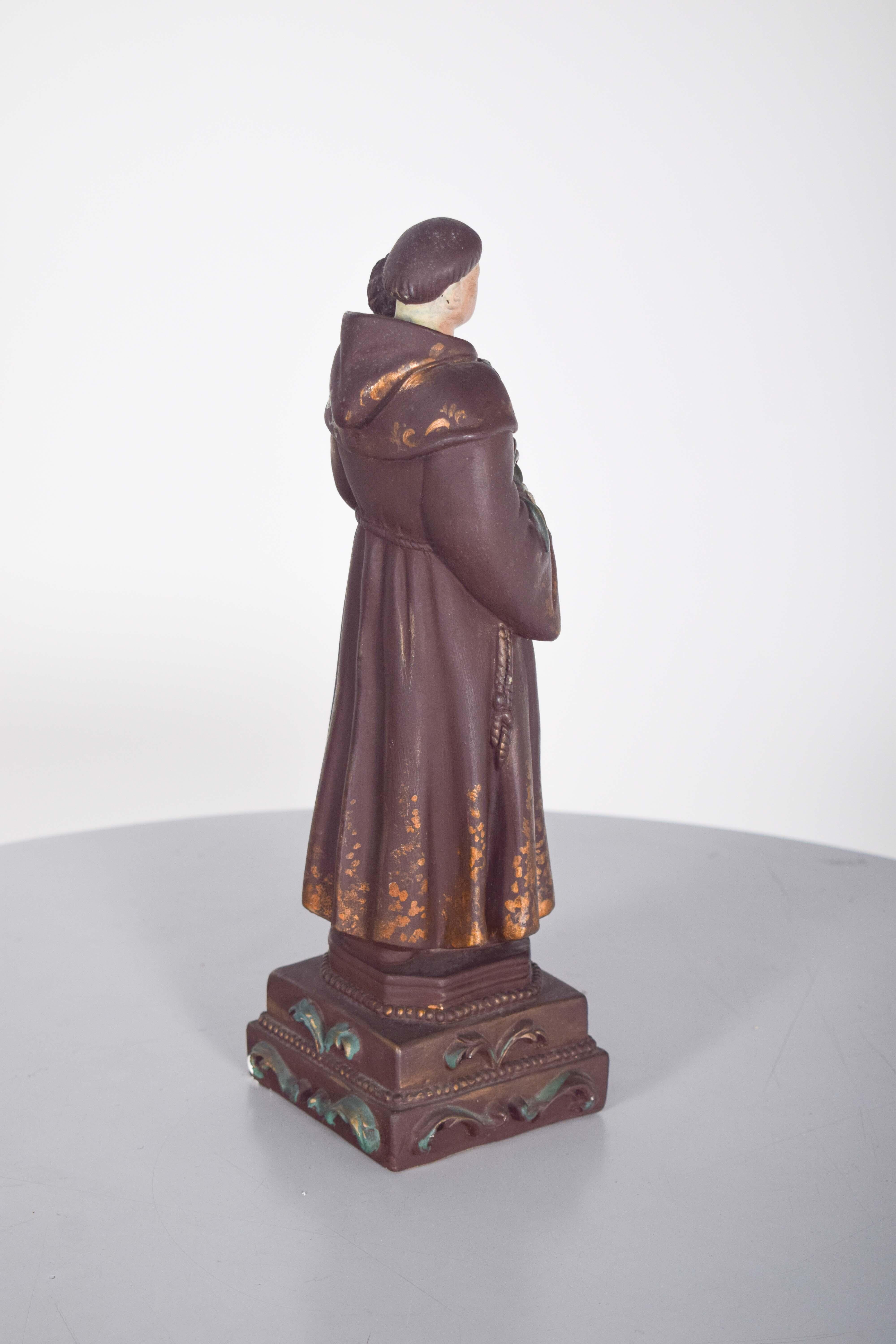 XIX secolo Scultura di Sant'Antonio con il Bambino, in ceramica in vendita