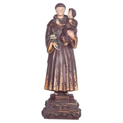 Sculpture de Saint Antoine avec l'enfant, en céramique