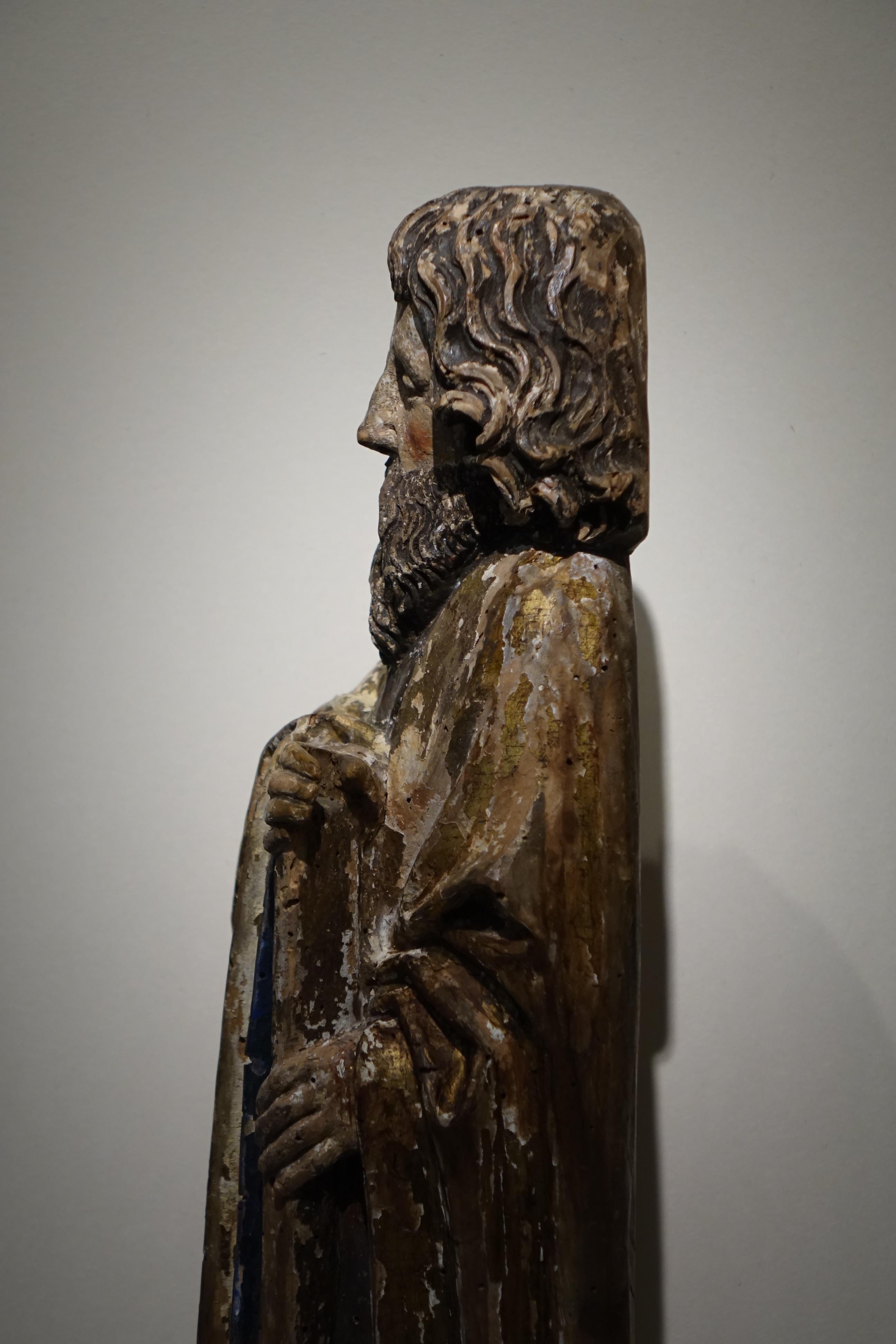 French Sculpture of Saint Jacques the Minor, Burgundy, France, 15th Century For Sale