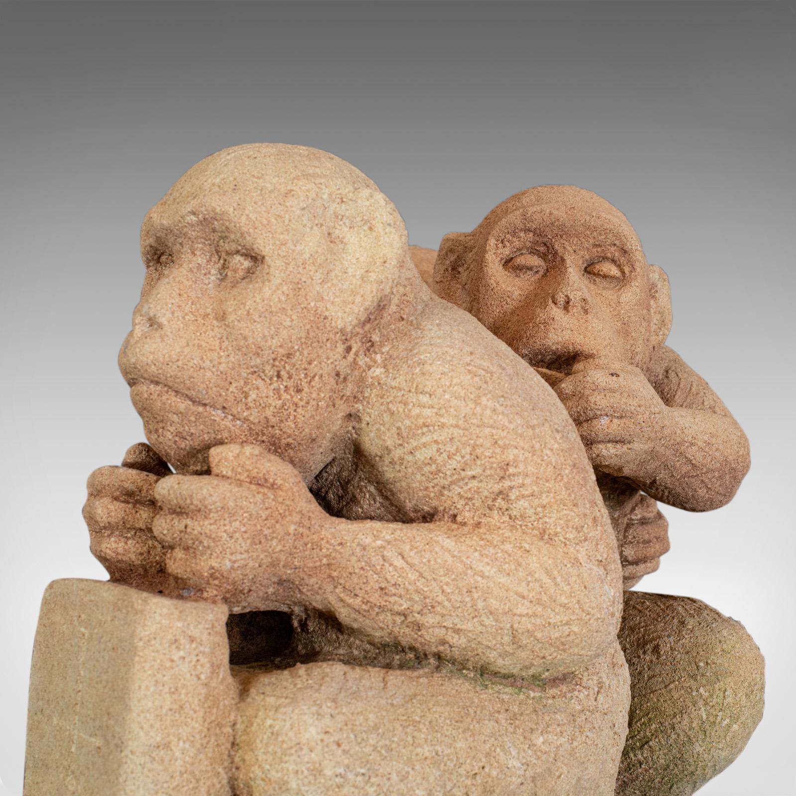 Sculpture of Sitting Macaques, English, Bath Stone, Dominic Hurley For Sale 2