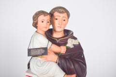 Sculpture of St Anthony with Child in Pottery