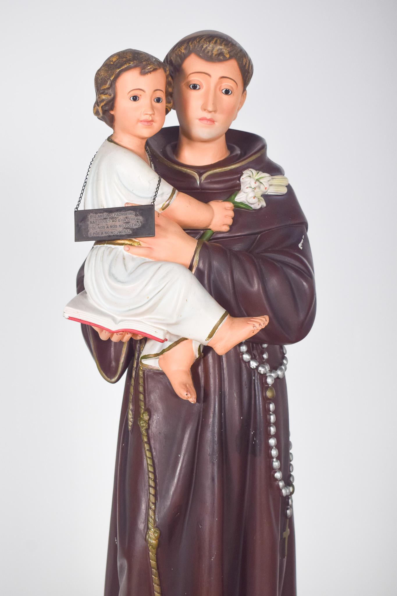 Rococo Sculpture of St Anthony with Child in Pottery For Sale