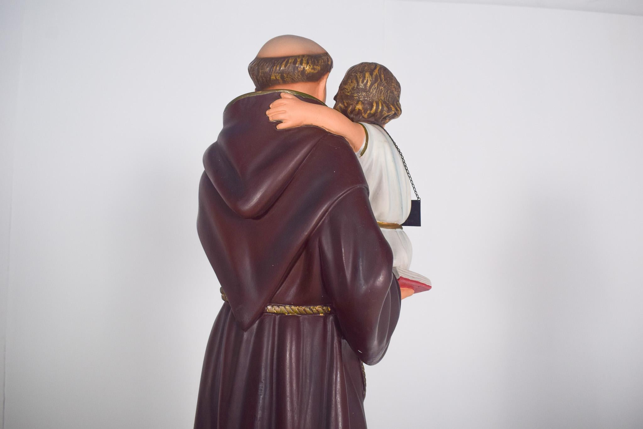 19th Century Sculpture of St Anthony with Child in Pottery For Sale