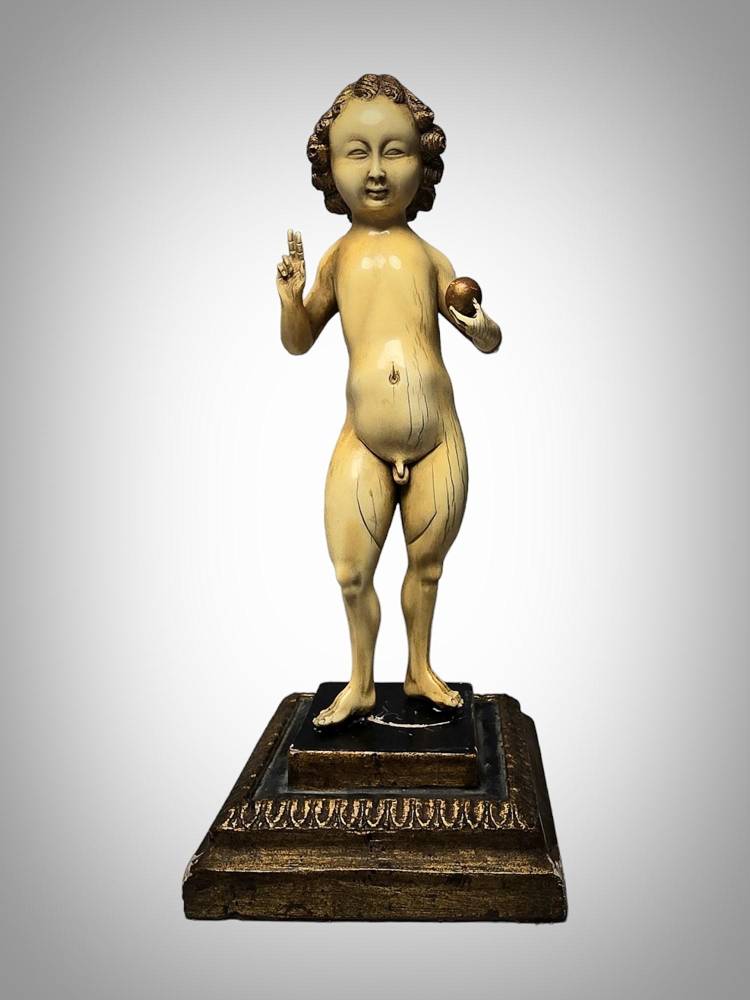 Sculpture de l'enfant Jésus en tant que Salvateur Mundi - École de Mechelen, 15e-16e  en vente 11
