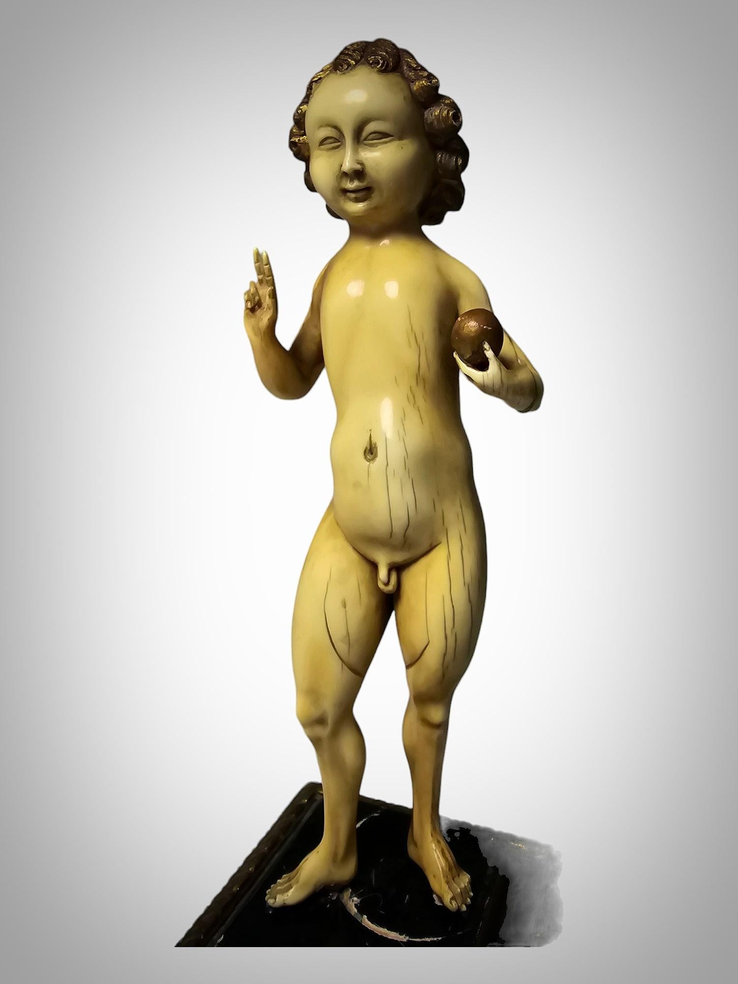 Sculpture de l'enfant Jésus en tant que Salvateur Mundi - École de Mechelen, 15e-16e  en vente 2