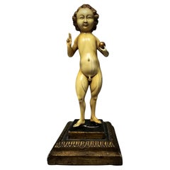 Sculpture de l'enfant Jésus en tant que Salvateur Mundi - École de Mechelen, 15e-16e