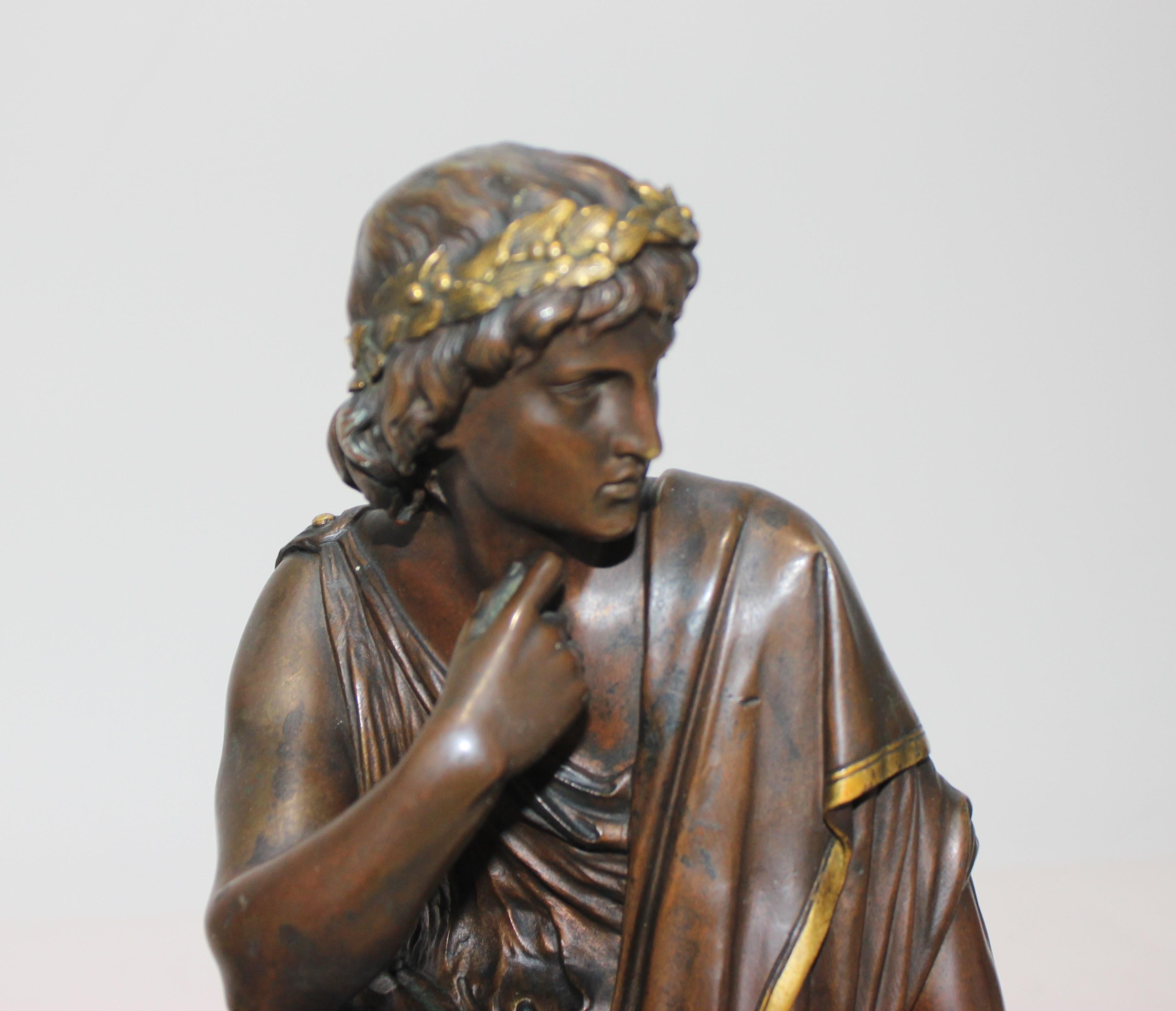 Gold Sculpture of the Roman Poet Virgil after Albert-Ernest Carrier-Belleuse For Sale