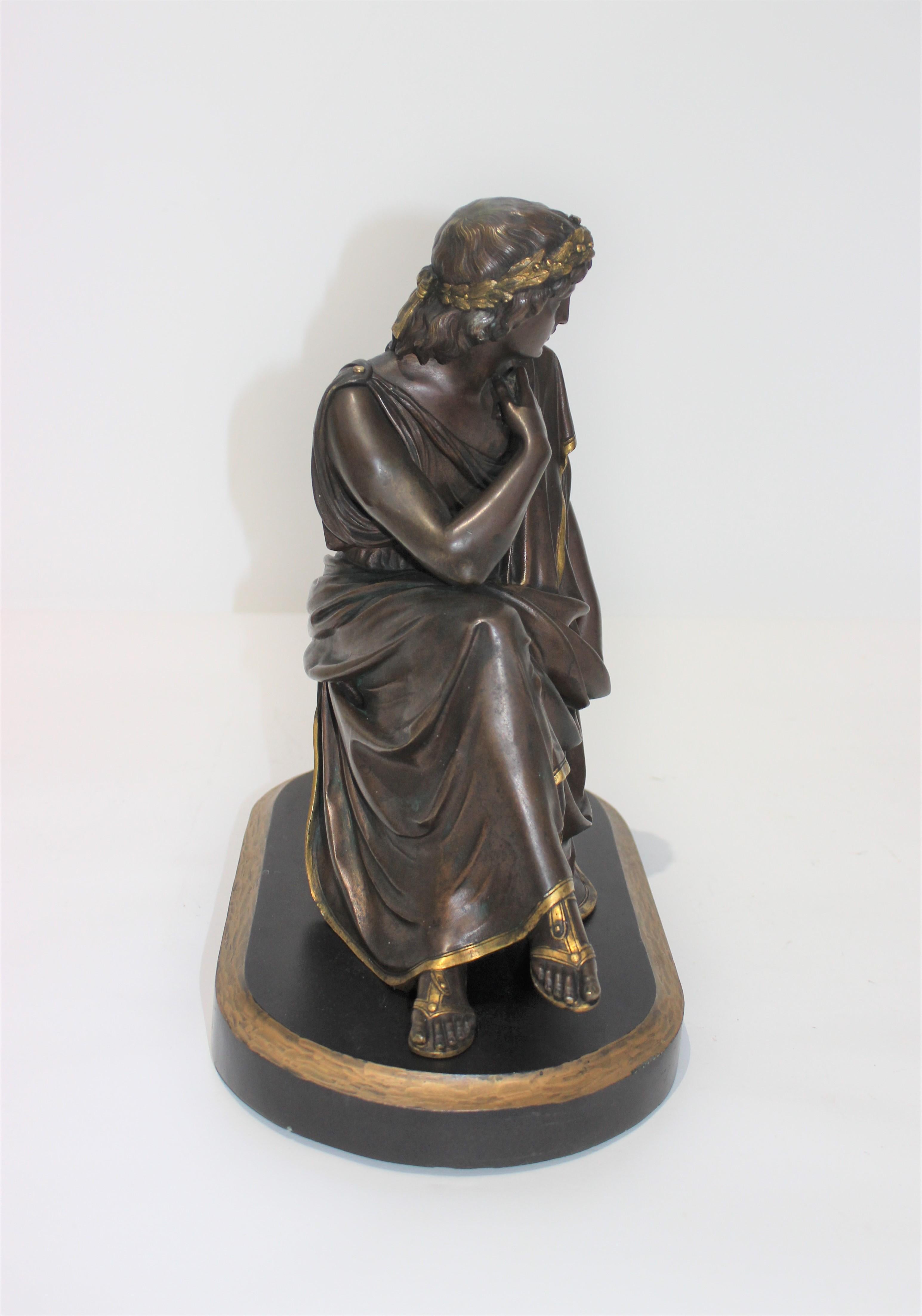 Skulptur des römischen Dichters Virgil nach Albert-Ernest Carrier-Belleuse (Gold) im Angebot