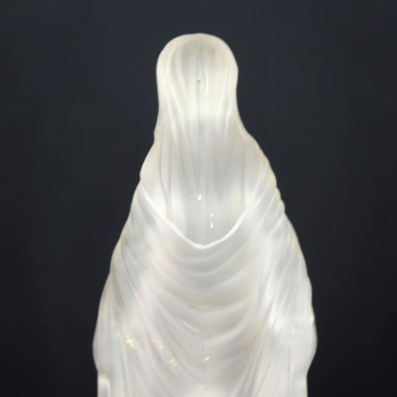 19th Century Sculpture of the Virgin in Frosted Glass, 1900 Period For Sale