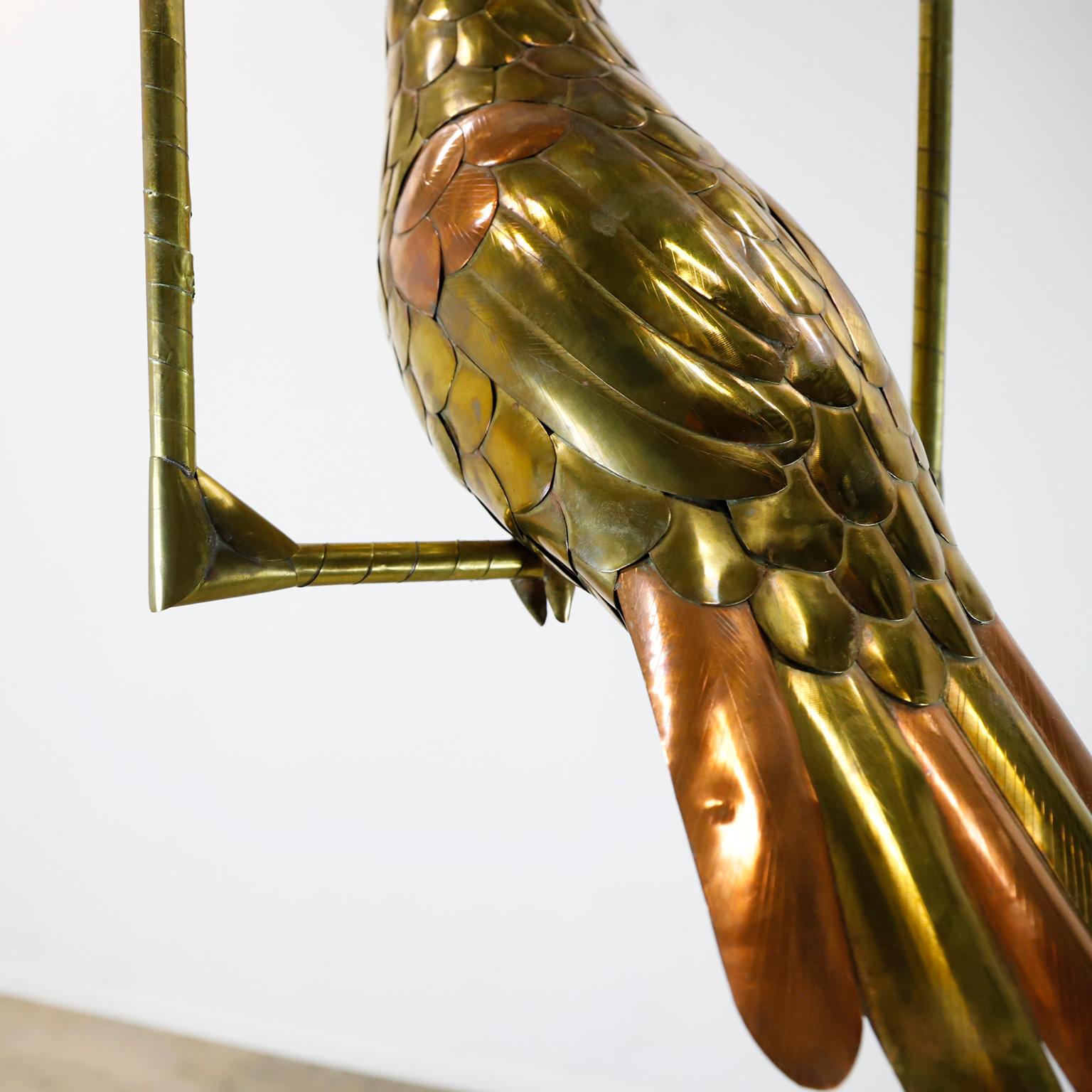 Mexican Sculpture of Toucan on Hanging Perch Attributed to Sergio Bustamante For Sale
