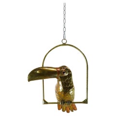 Sculpture of Toucan on Hanging Perch Attributed to Sergio Bustamante