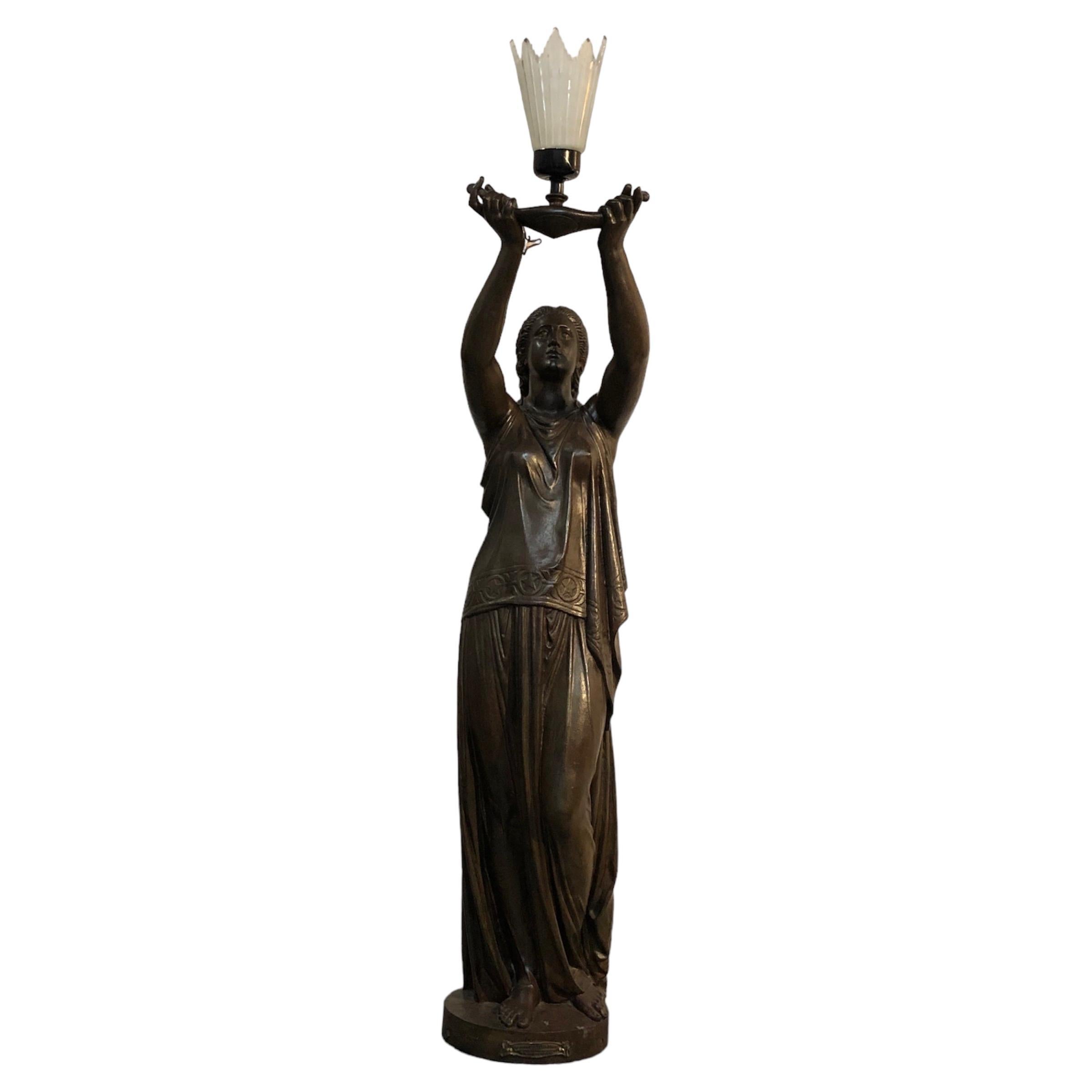 Sculpture of Women with Light by Val D'Osne