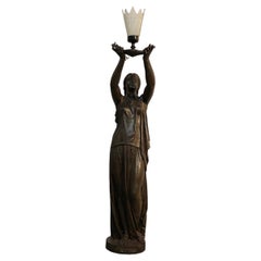 Antique Sculpture of Women with Light by Val D'Osne 