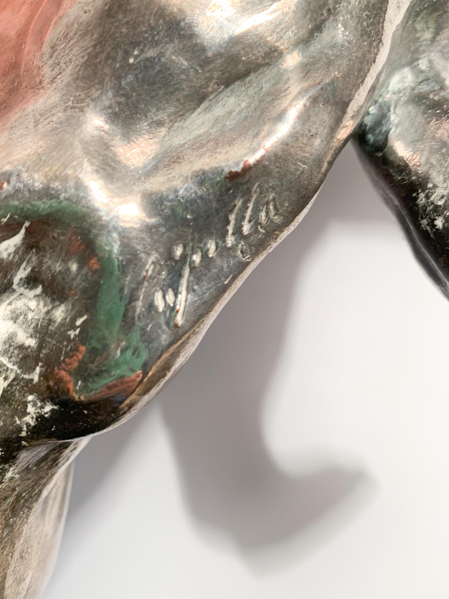 Sculpture de panthère blessée en terre cuite et Silver par Salvatore Cipolla 1950s en vente 5