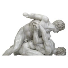 Sculpture of Wrestlers, in white marble
