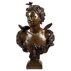 Sculpture of Zephyr in Bronze with Medal Patina