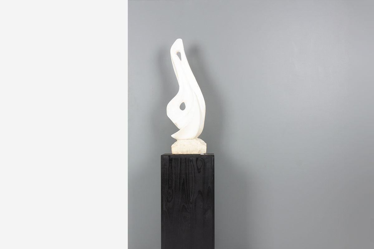 Scultura su base in pietra e gesso 1970 In condizioni buone in vendita a JASSANS-RIOTTIER, FR