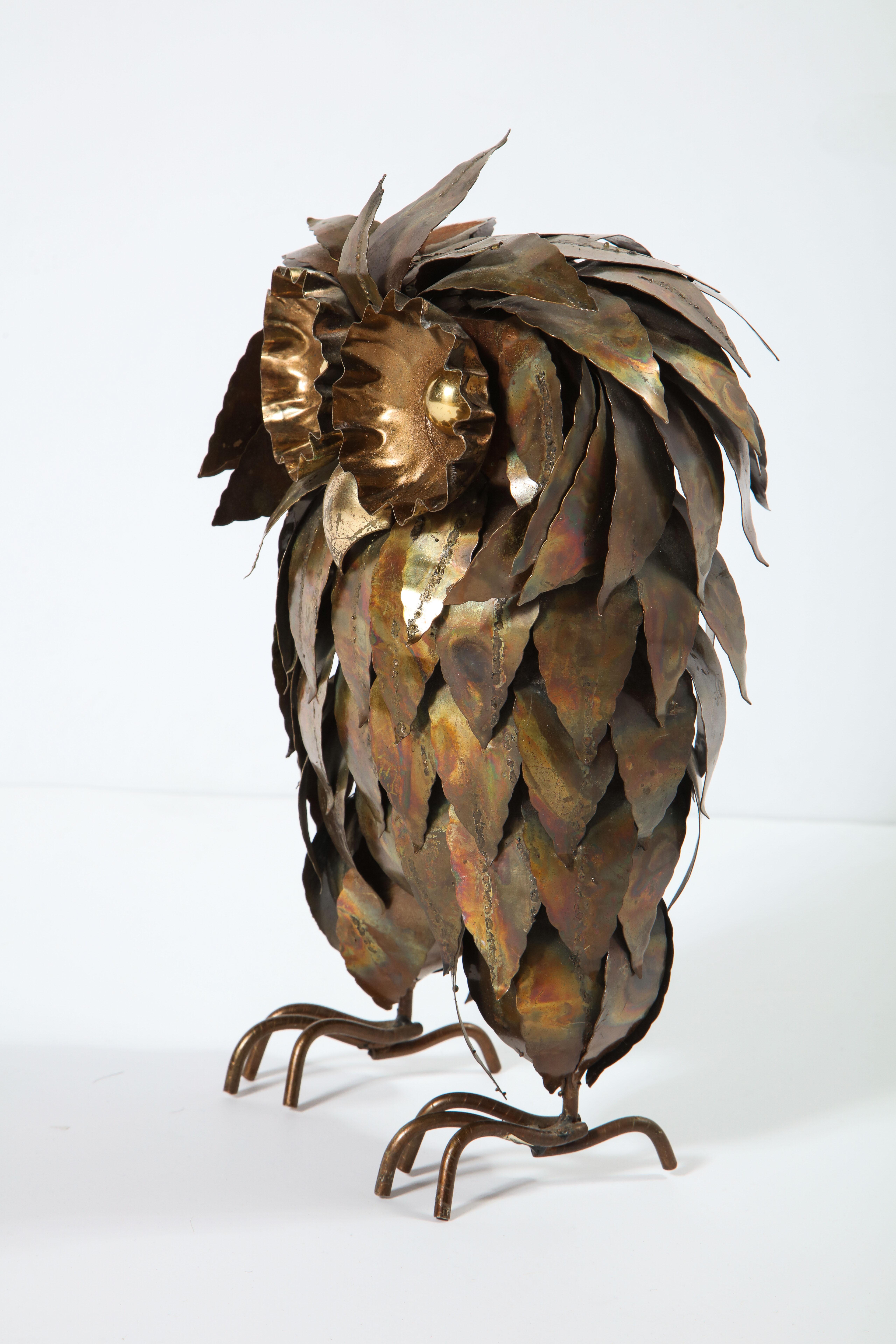 Mid-Century Modern Sculpture, Decorative Owl, Brass, Vintage Brass, Midcentury Design, circa 1950