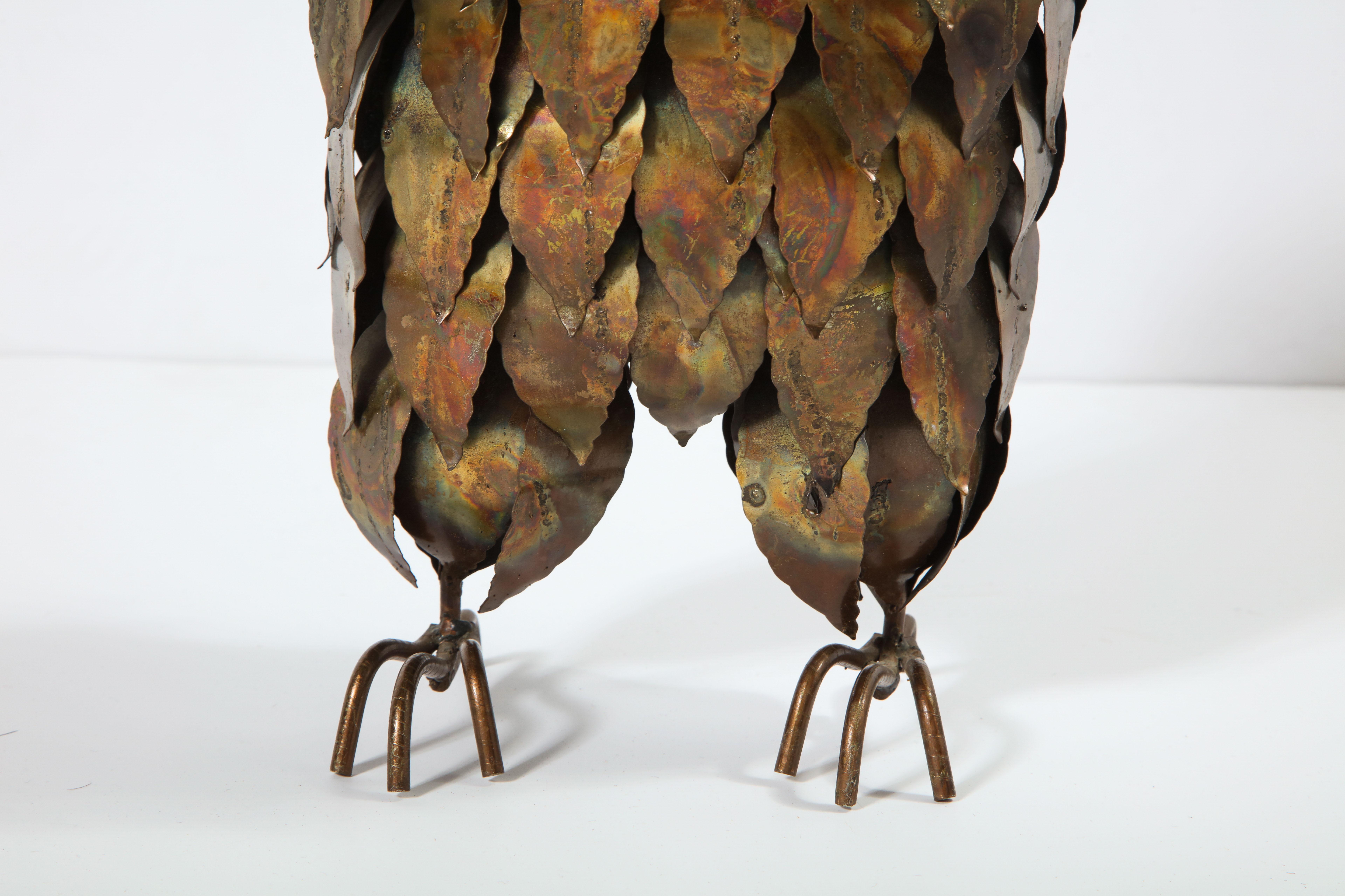 Hand-Crafted Sculpture, Decorative Owl, Brass, Vintage Brass, Midcentury Design, circa 1950