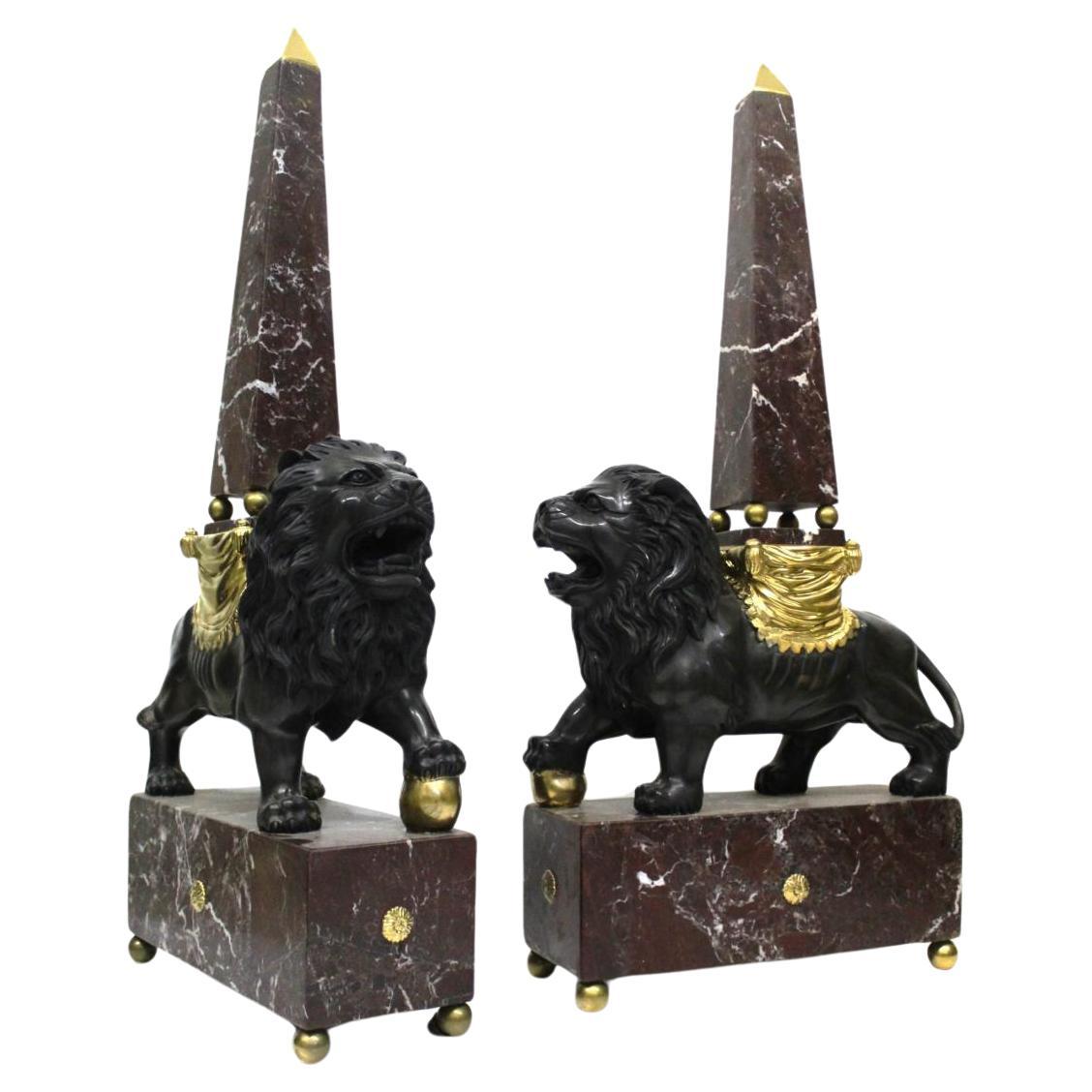 Sculpture, pair of obelisks For Sale