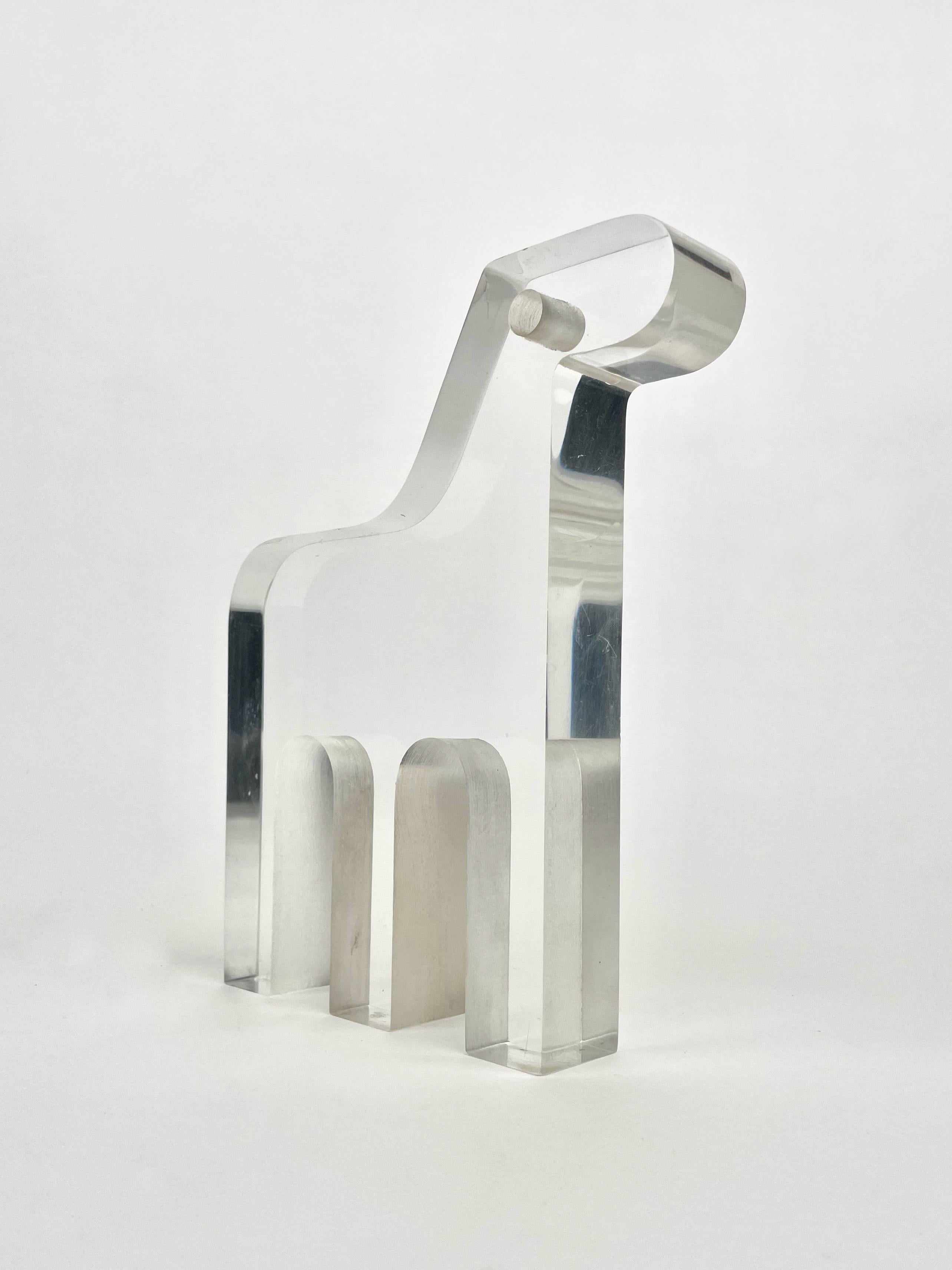 Sculpture Paperweight Lucite Horse by Silvio Russo for Guzzini Italy 1970s 4