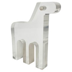 Skulptur Briefbeschwerer aus Lucite-Pferd von Silvio Russo für Guzzini Italien 1970er Jahre