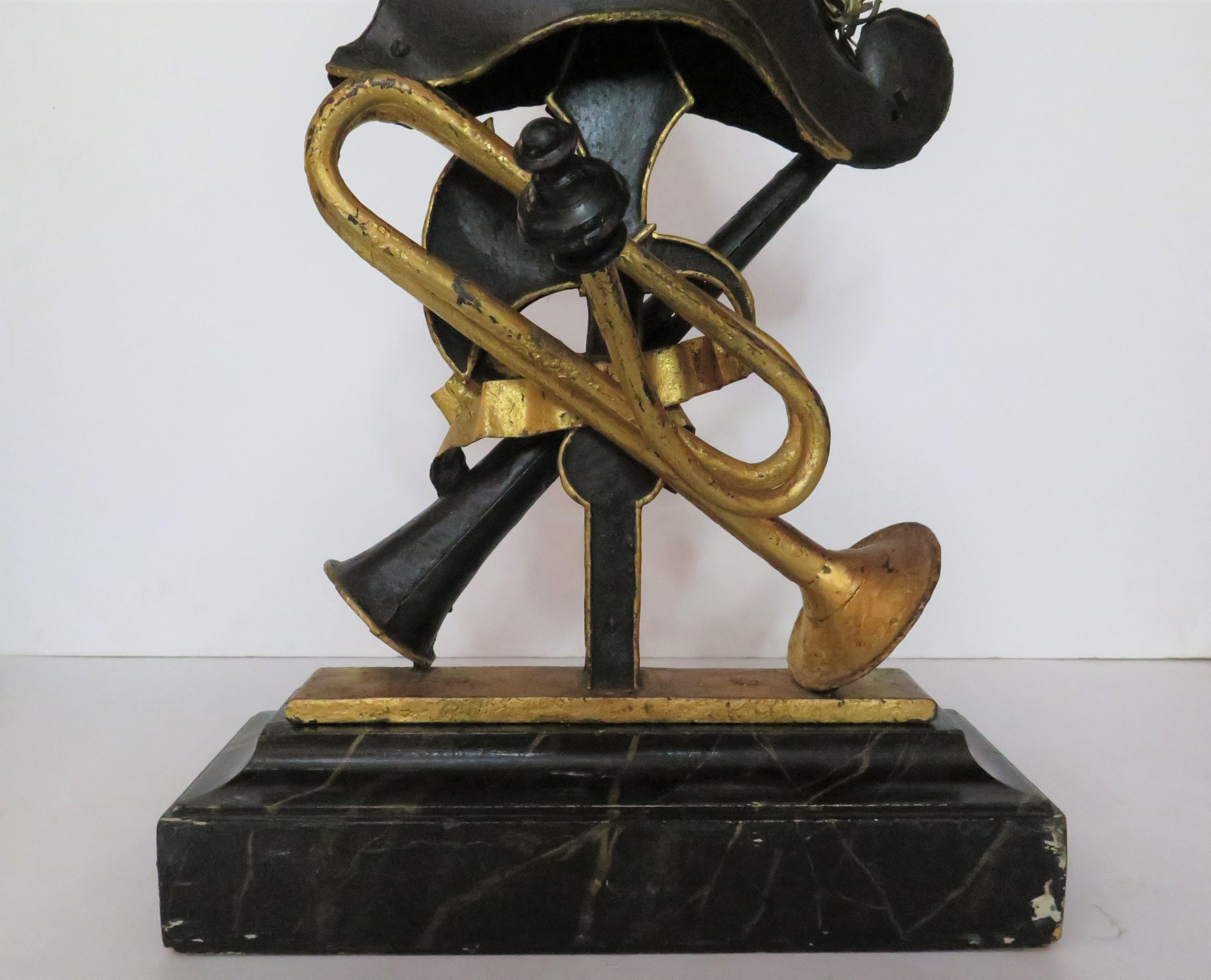 19th Century Sculpture / Phrygian Helmet on a Halberd with Crossed Horns For Sale