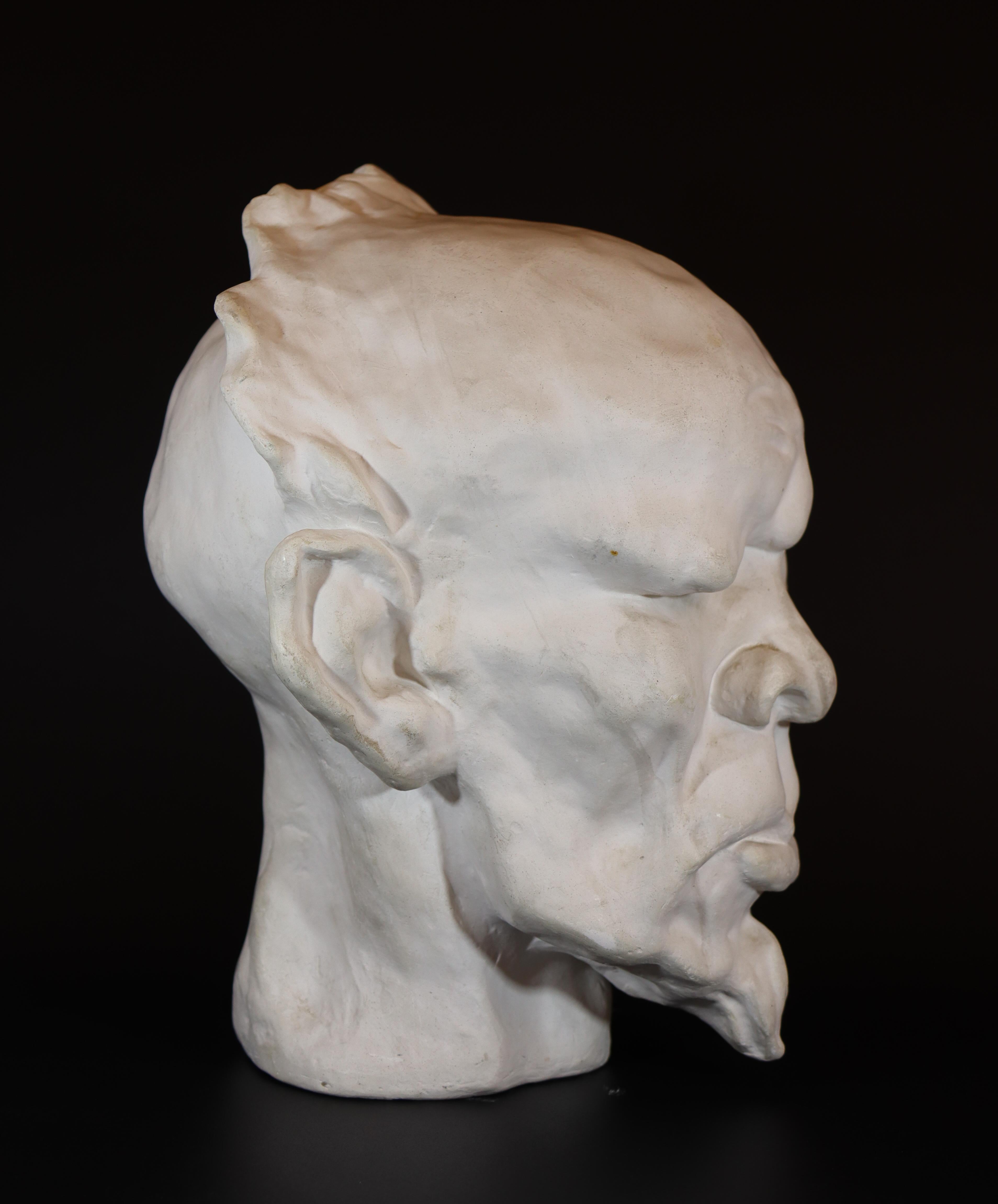 Skulptur Gips - Männerkopf - Folke Andersson (Skandinavische Moderne) im Angebot