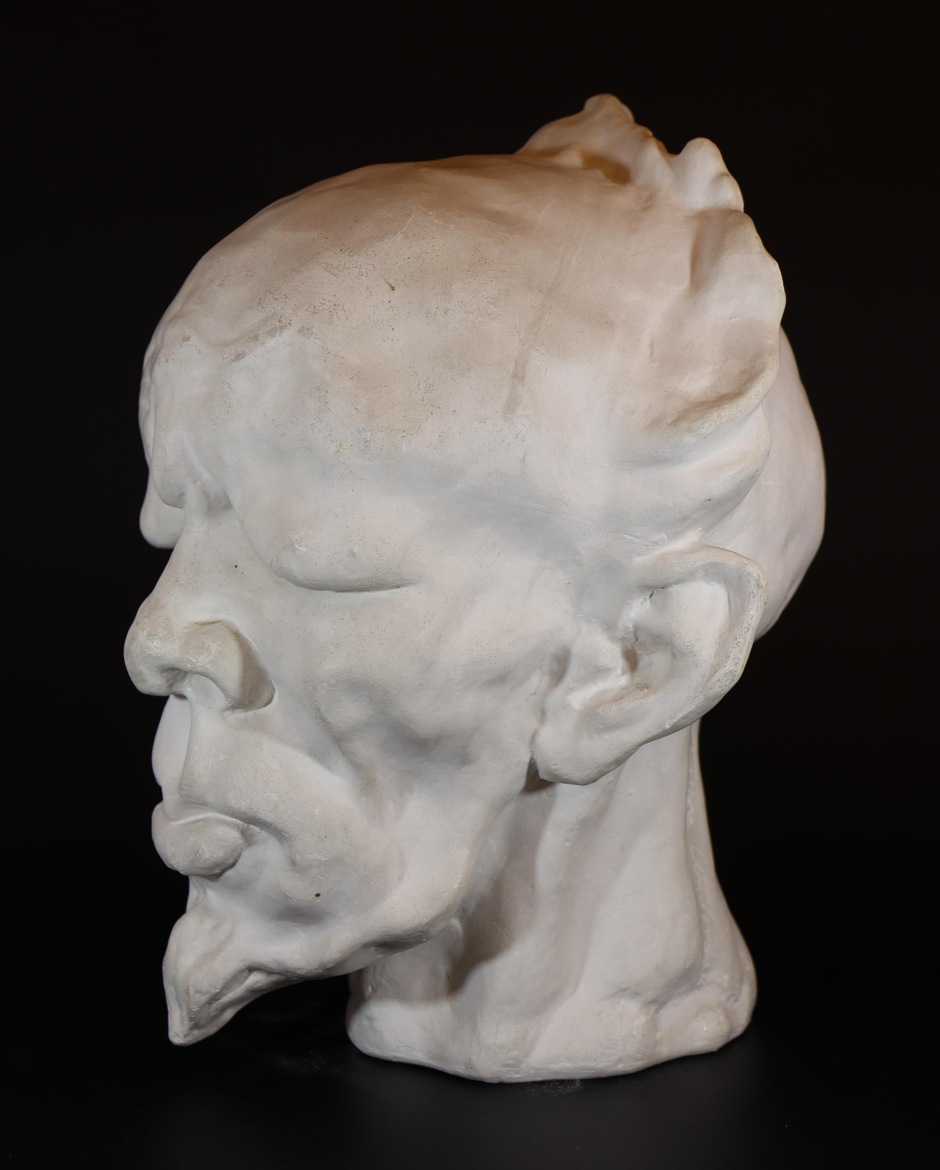 Skulptur Gips - Männerkopf - Folke Andersson im Zustand „Hervorragend“ im Angebot in Stockholm, SE