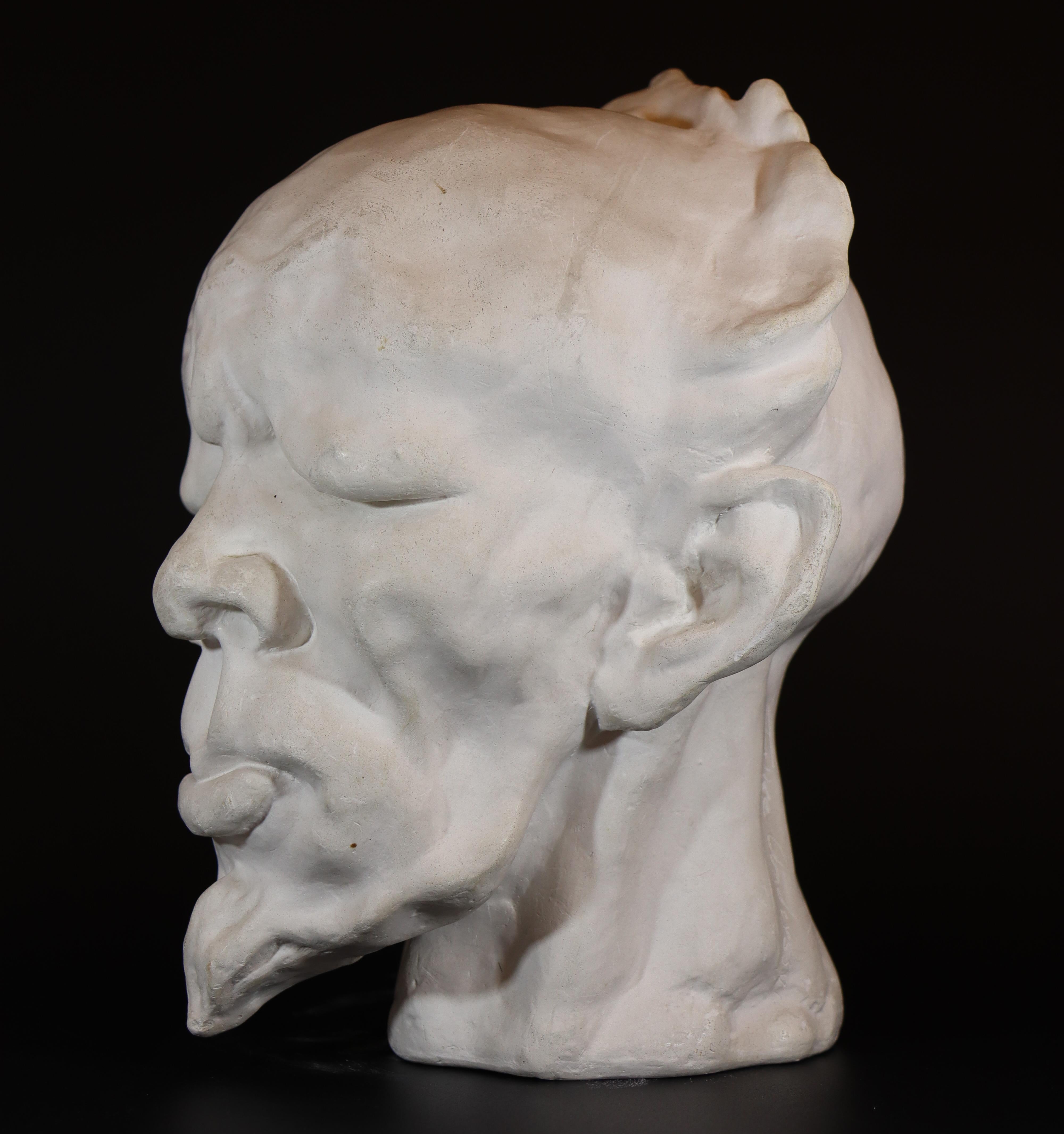 Skulptur Gips - Männerkopf - Folke Andersson (20. Jahrhundert) im Angebot