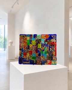 Plateau sculpté par Franco Berardo, réalisé en verre de Murano selon une technique polychrome
